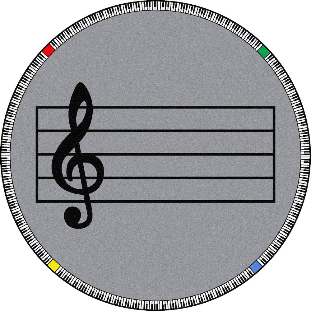 Kid Essentials Play Along 13'2" Round Area Rug in Color Gray