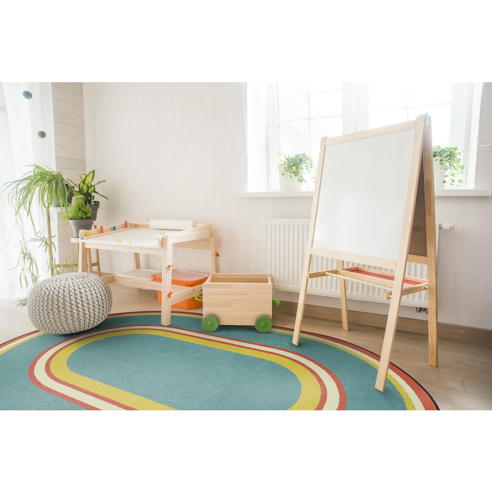 Kid Essentials Ripples 5'4" x 7'8" Oval Area Rug in Color Beach