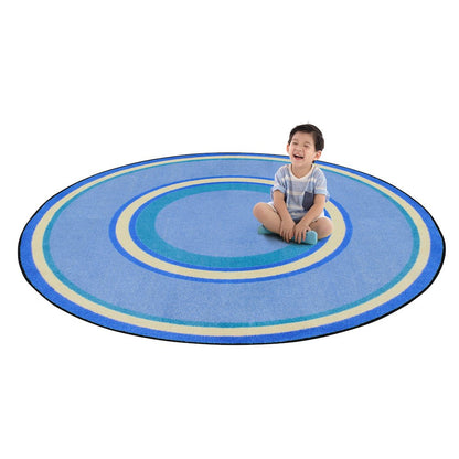 Kid Essentials Ripples 5'4" Round Area Rug in Color Boy Blue