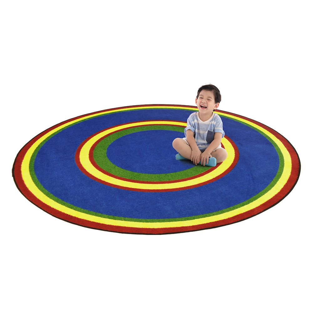Kid Essentials Ripples 5'4" Round Area Rug in Color Primary