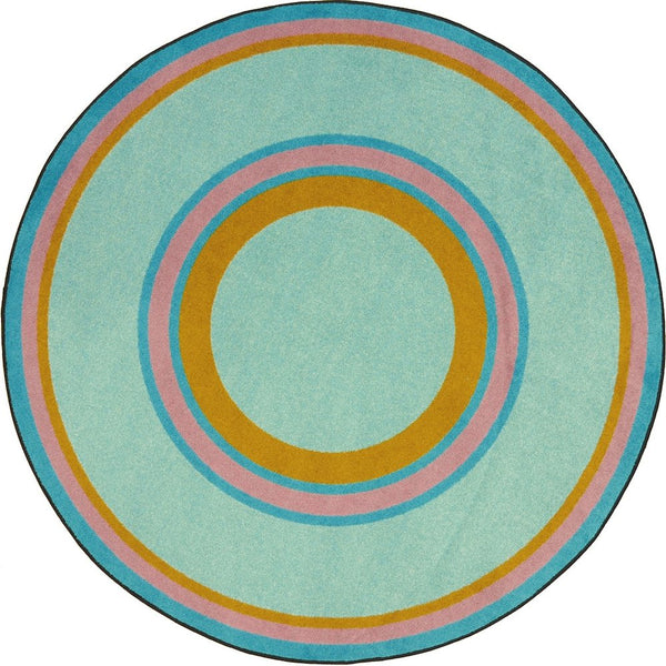 Kid Essentials Ripples 5'4" Round Area Rug in Color Teal