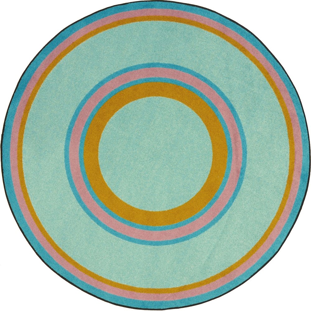Kid Essentials Ripples 5'4" Round Area Rug in Color Teal