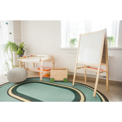 Kid Essentials Ripples 5'4" x 7'8" Oval Area Rug in Color Woodland