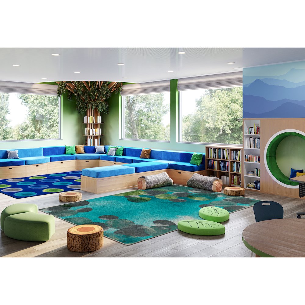 Kid Essentials Riverstone 7'8" x 10'9" Area Rug in Color Teal