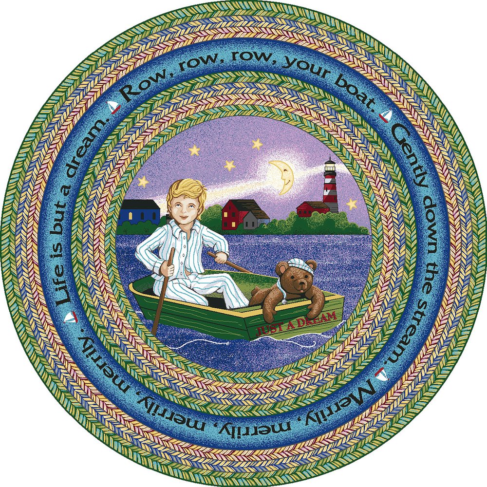 Kid Essentials Row Your Boat 5'4" Round Area Rug in Color Multi