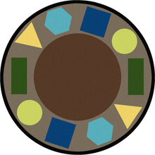 Kid Essentials Sitting Shapes 13'2" Round Area Rug in Color Earthtone