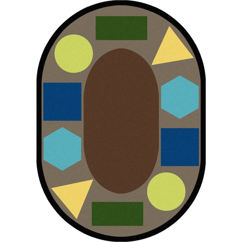 Kid Essentials Sitting Shapes 7'8" x 10'9" Oval Area Rug in Color Earthtone