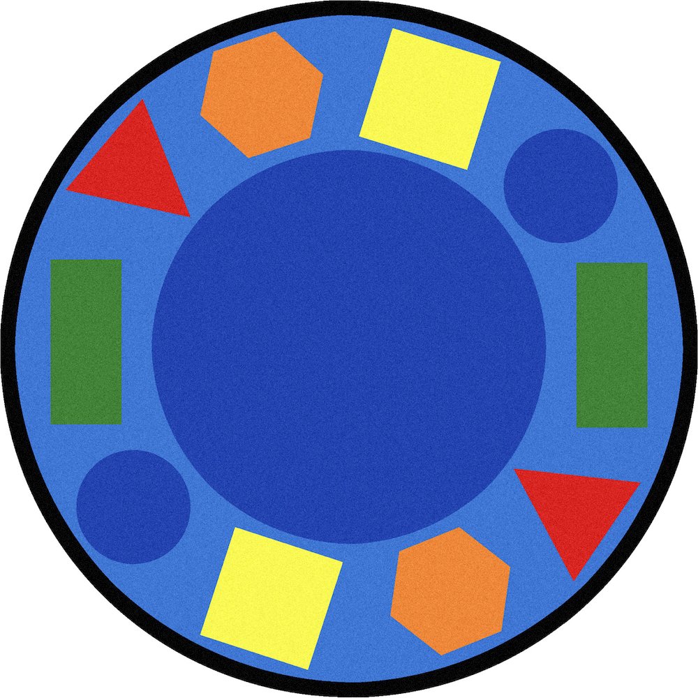 Kid Essentials Sitting Shapes 13'2" Round Area Rug in Color Multi