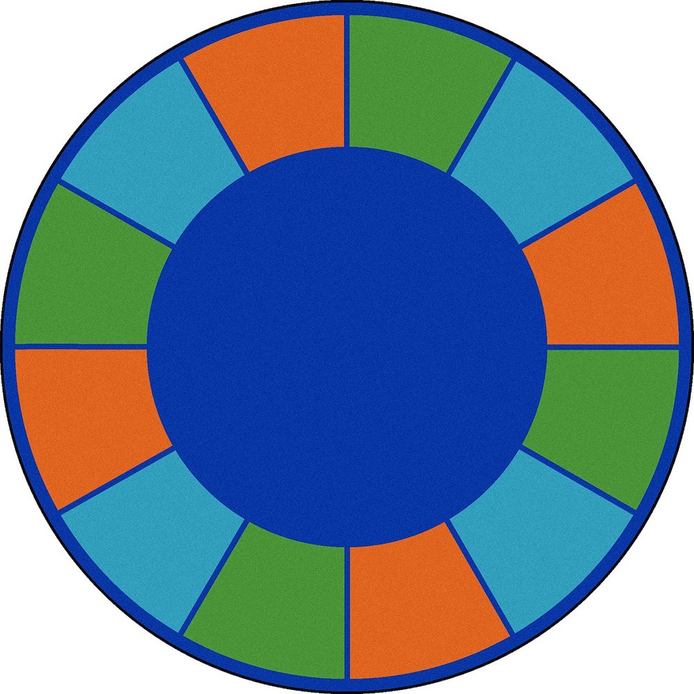 Kid Essentials Squares to Spare 13'2" Round Area Rug in Color Multi