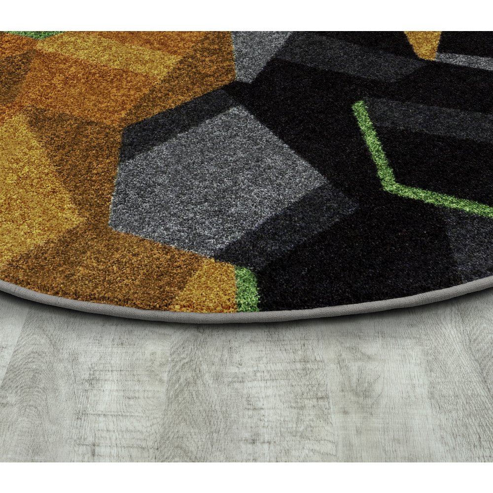 Kid Essentials Stealth 7'7" Round Area Rug in Color Tangerine