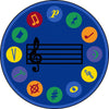 Kid Essentials Take Note 13'2" Round Area Rug in Color Multi
