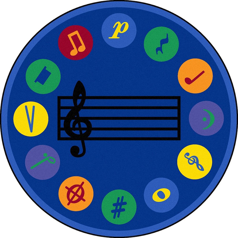 Kid Essentials Take Note 13'2" Round Area Rug in Color Multi
