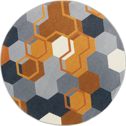 Kid Essentials Team Up 7'7" Round Area Rug in Color Orange