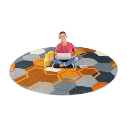 Kid Essentials Team Up 7'7" Round Area Rug in Color Orange