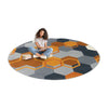 Kid Essentials Team Up 7'7" Round Area Rug in Color Orange