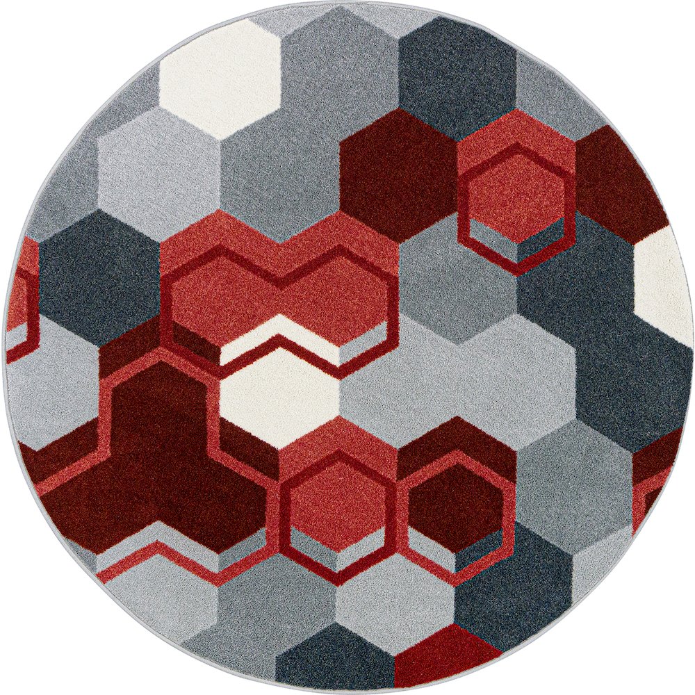 Kid Essentials Team Up 7'7" Round Area Rug in Color Red