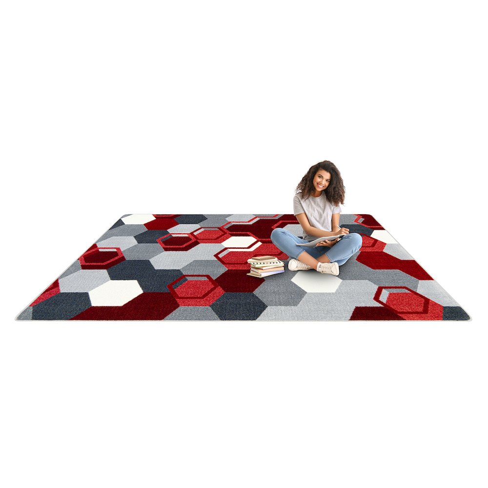 Kid Essentials Team Up 7'8" x 10'9" Area Rug in Color Red