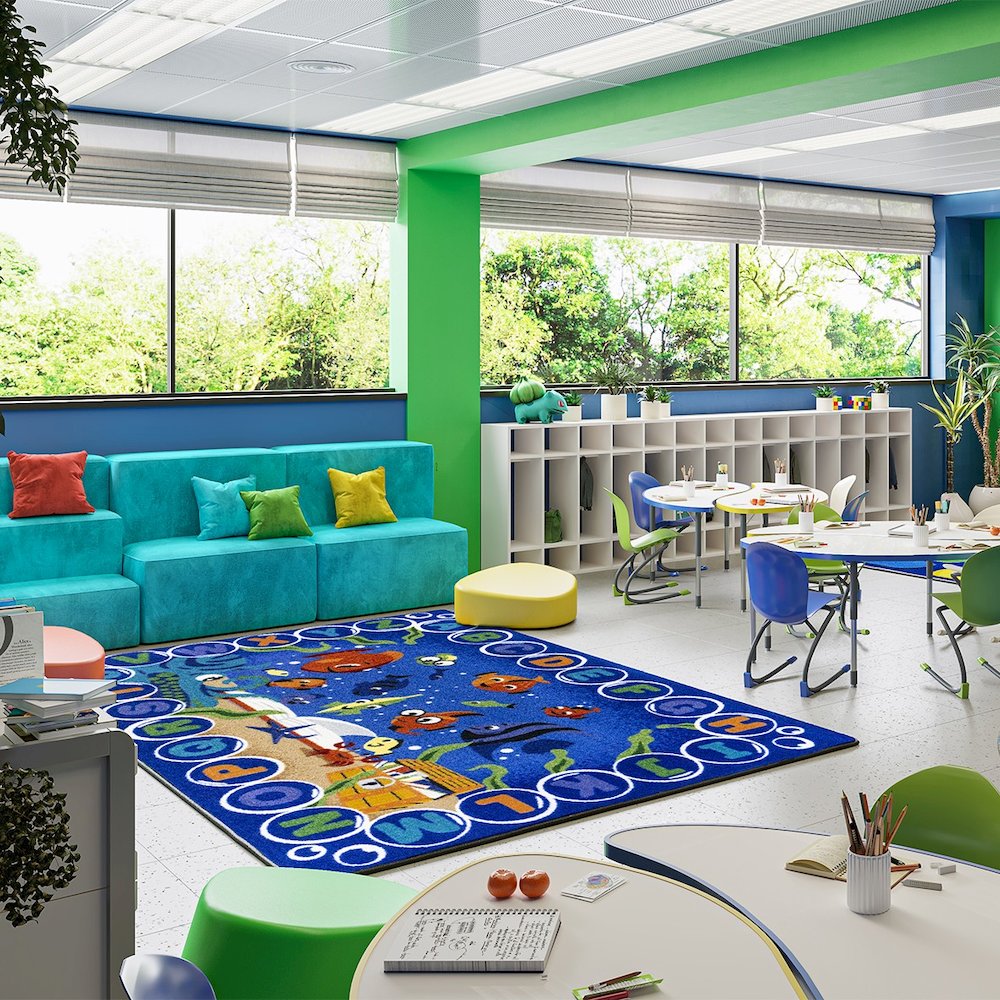 Kid Essentials Underwater Readers 7'8" x 10'9" Area Rug in Color Multi