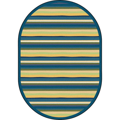 Kid Essentials Yipes Stripes 5'4" x 7'8" Oval Area Rug in Color Bold