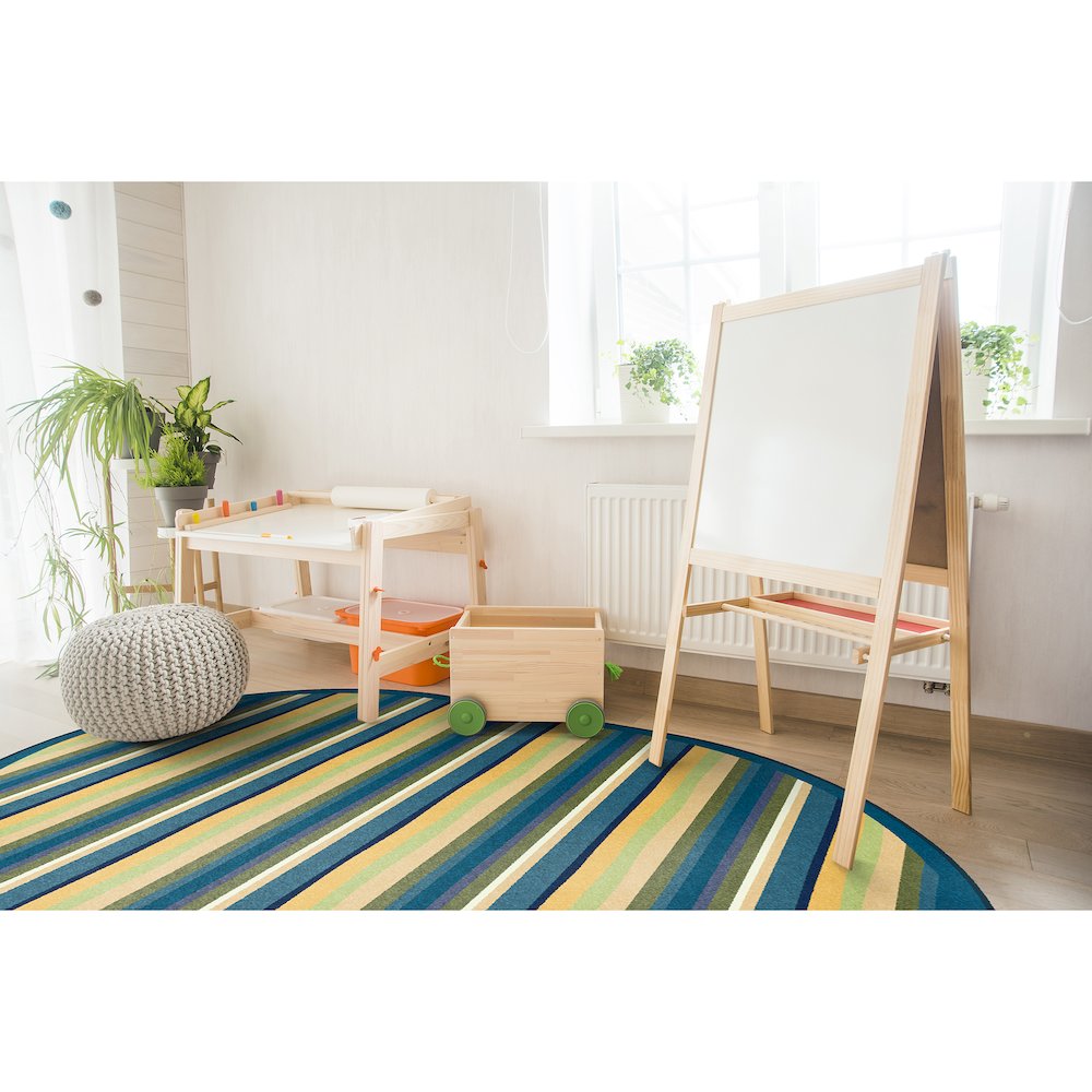 Kid Essentials Yipes Stripes 5'4" x 7'8" Oval Area Rug in Color Bold