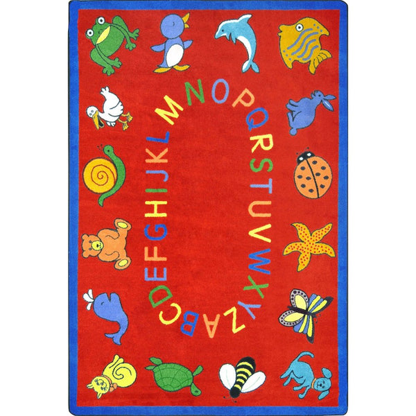 Kid Essentials ABC Animals 10'9" x 13'2" Area Rug in Color Red