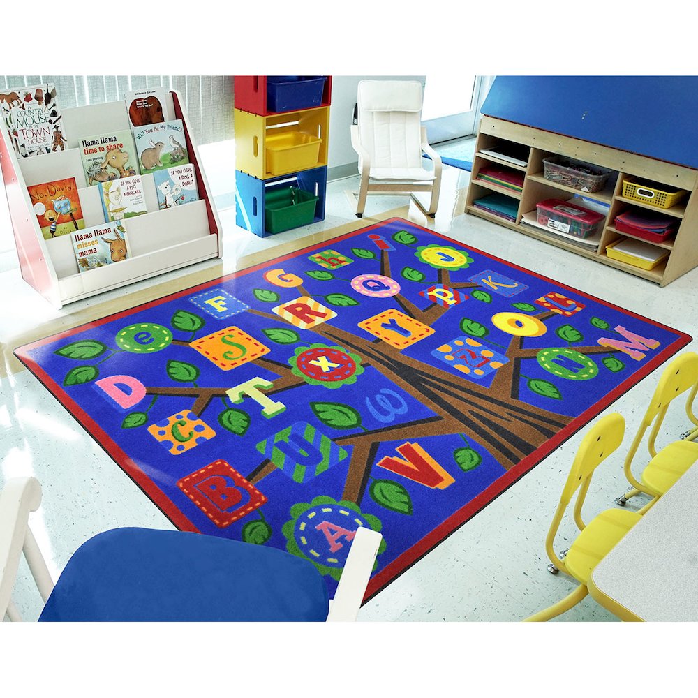 Kid Essentials Alphabet Leaves 7'8" x 10'9" Area Rug in Color Bold