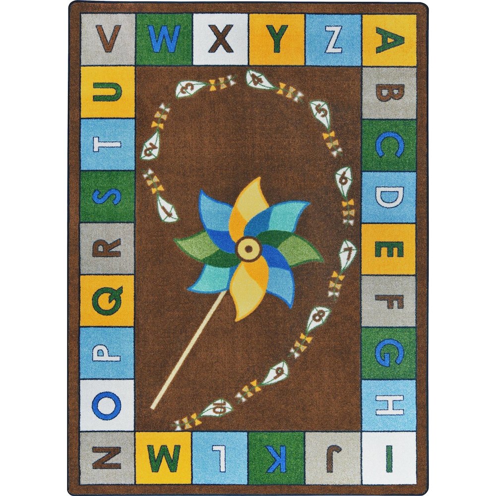 Kid Essentials Alphabet Pinwheel 10'9" x 13'2" Area Rug in Color Earthtone