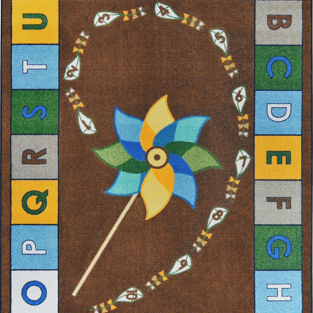Kid Essentials Alphabet Pinwheel 10'9" x 13'2" Area Rug in Color Earthtone