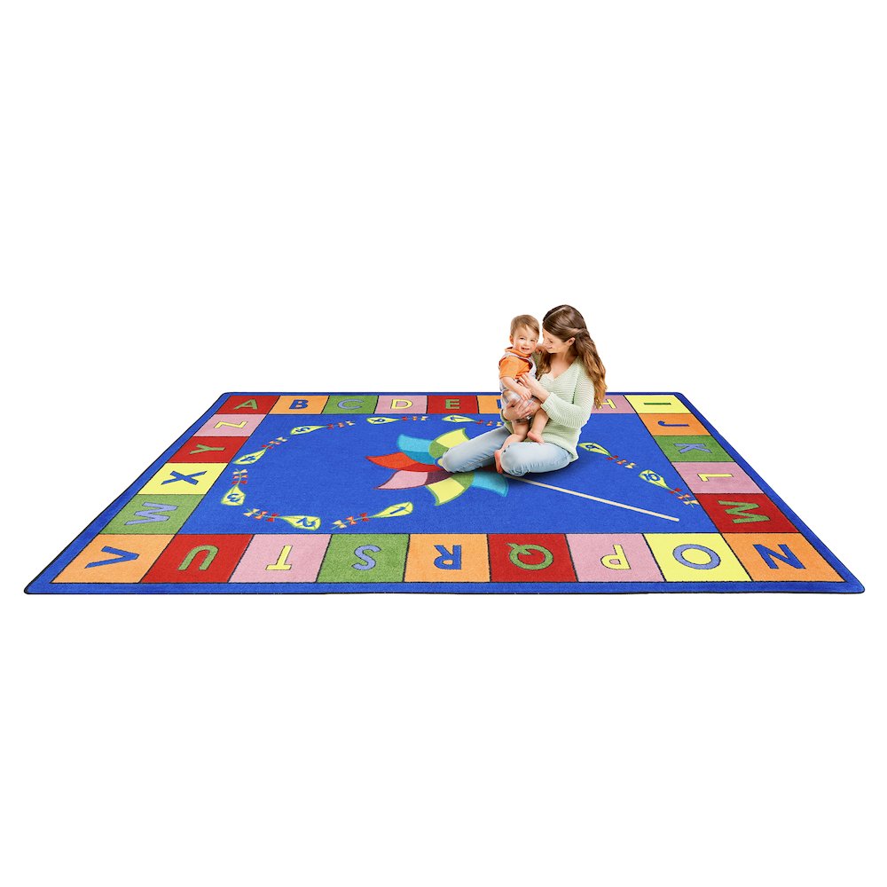 Kid Essentials Alphabet Pinwheel 10'9" x 13'2" Area Rug in Color Multi