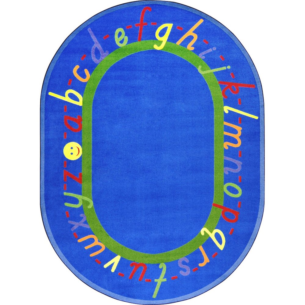 Kid Essentials AlphaScript 10'9" x 13'2" Oval Area Rug in Color Blue