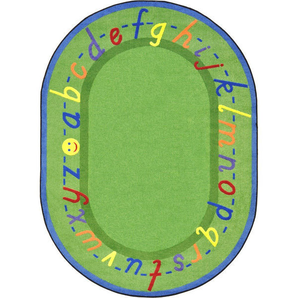 Kid Essentials AlphaScript 10'9" x 13'2" Oval Area Rug in Color Green