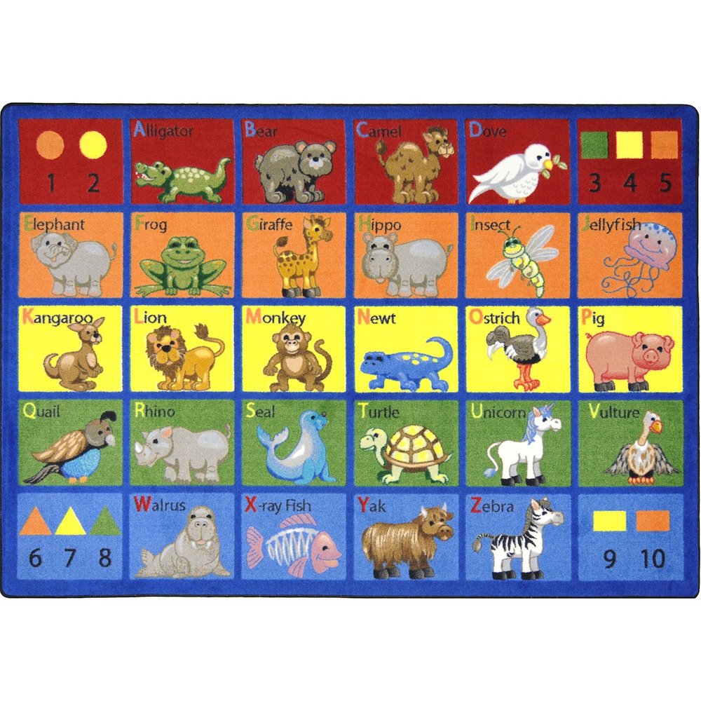 Kid Essentials Animal Phonics 10'9" x 13'2" Area Rug in Color Multi