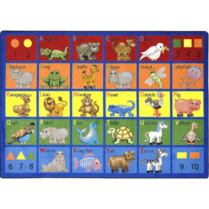 Kid Essentials Animal Phonics 10'9" x 13'2" Area Rug in Color Multi
