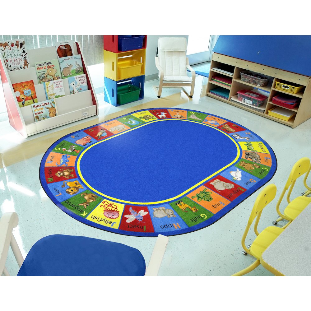 Kid Essentials Animal Phonics 10'9" x 13'2" Oval Area Rug in Color Multi
