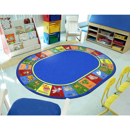 Kid Essentials Animal Phonics 10'9" x 13'2" Oval Area Rug in Color Multi