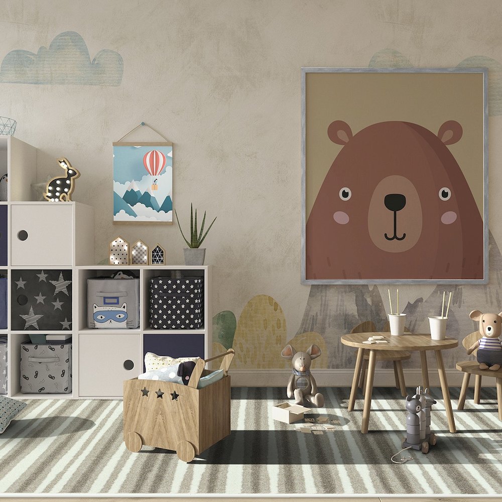Claremont Kids Between the Lines 7'8" x 10'9" Area Rug in Color Linen