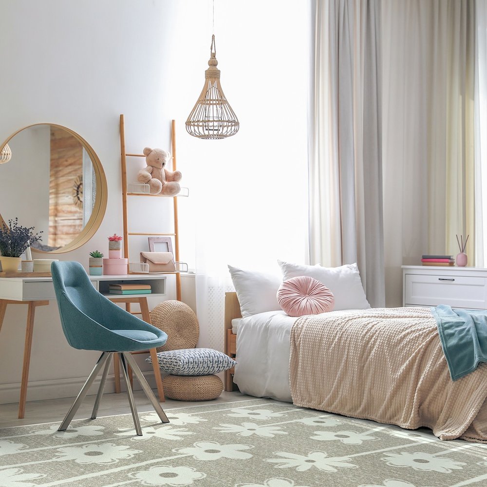 Claremont Kids Big Blooms 7'8" x 10'9" Area Rug in Color Linen