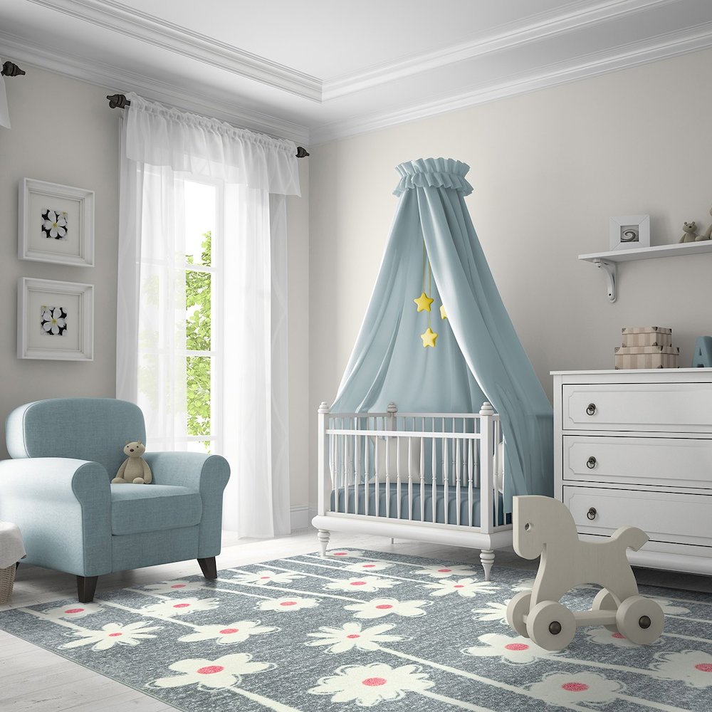 Claremont Kids Big Blooms 7'8" x 10'9" Area Rug in Color Cloudy