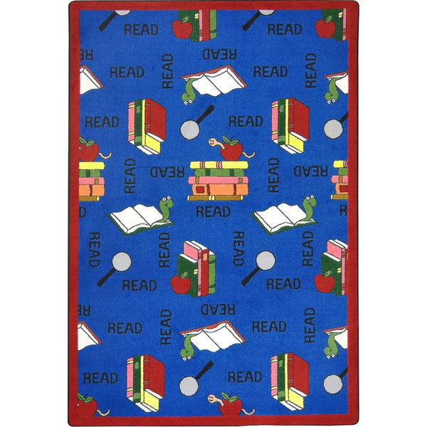 Kid Essentials Bookworm 7'8" x 10'9" Area Rug in Color Blue