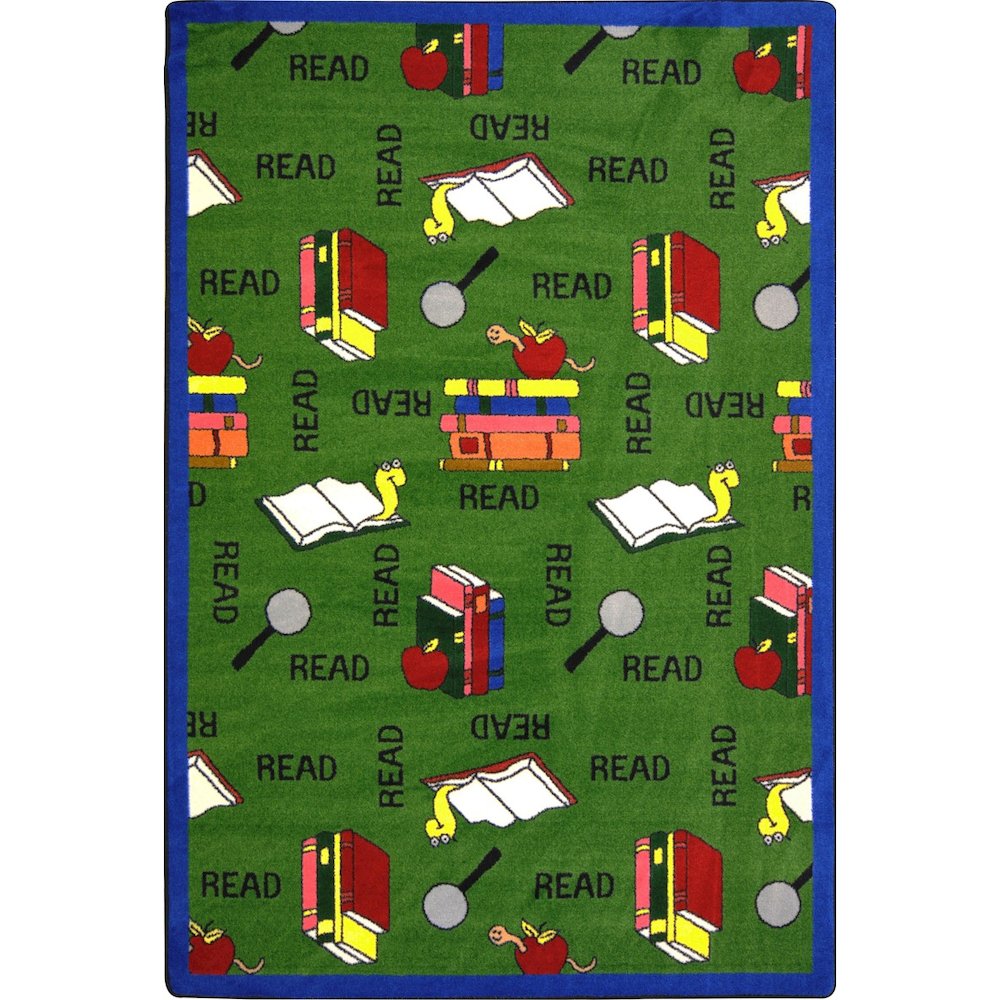 Kid Essentials Bookworm 7'8" x 10'9" Area Rug in Color Green