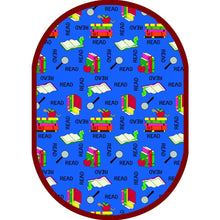 Kid Essentials Bookworm 10'9" x 13'2" Oval Area Rug in Color Blue