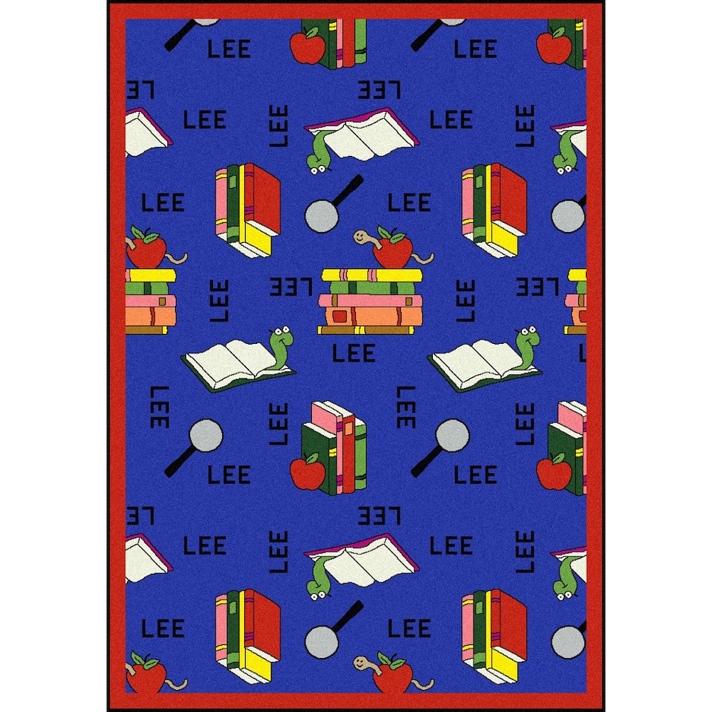 Kid Essentials Bookworm (Spanish) 7'8" x 10'9" Area Rug in Color Blue