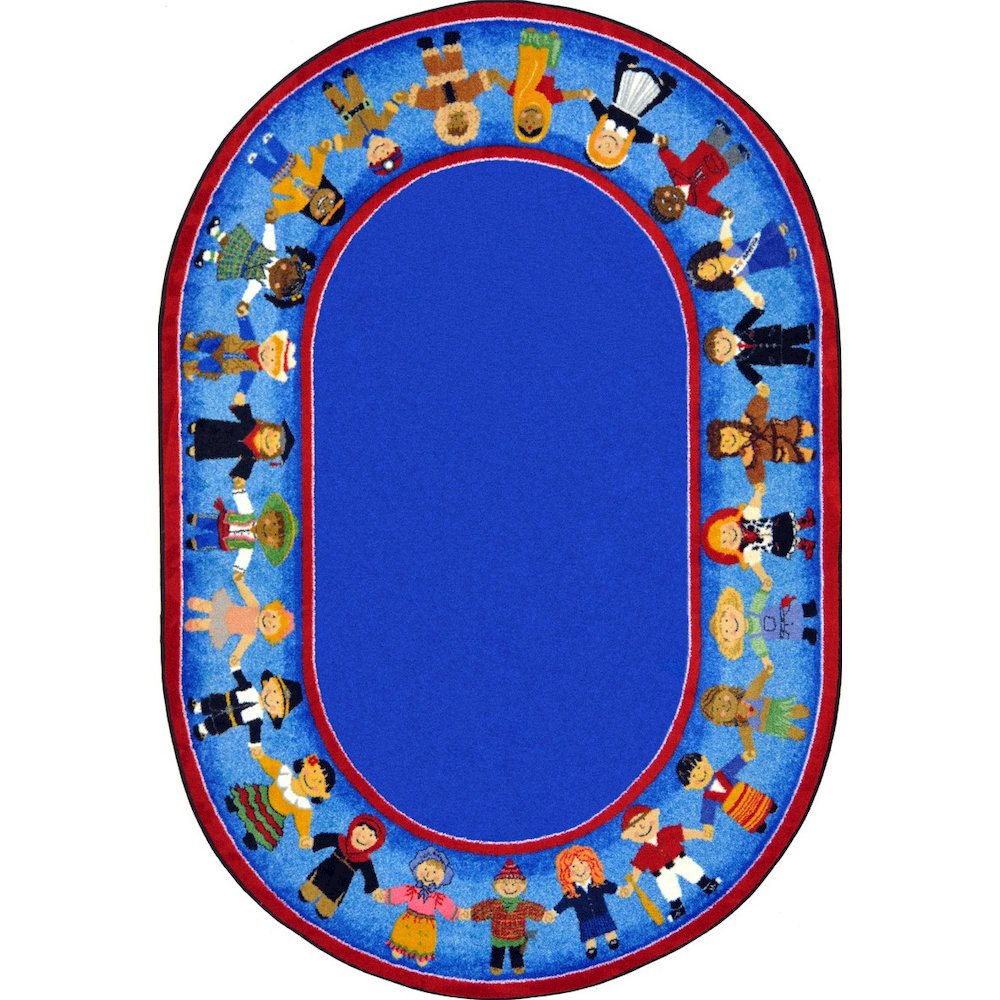 Children of Many Cultures 10'9" x 13'2" Oval Area Rug in Color Multi