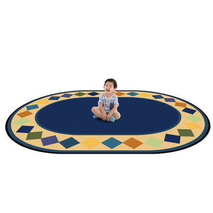 Kid Essentials Delightful Diamonds 7'8" x 10'9" Oval Area Rug in Color Multi