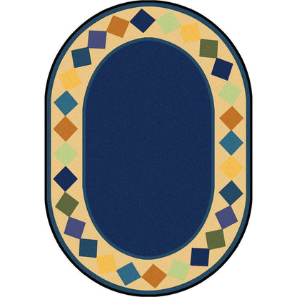 Kid Essentials Delightful Diamonds 7'8" x 10'9" Oval Area Rug in Color Multi