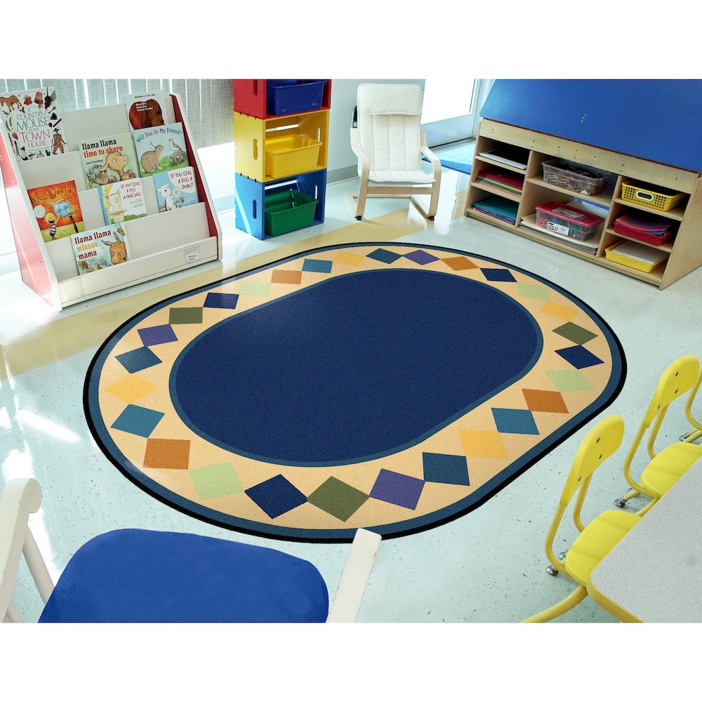 Kid Essentials Delightful Diamonds 7'8" x 10'9" Oval Area Rug in Color Multi