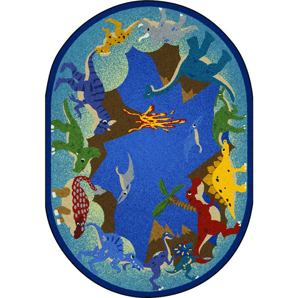 Kid Essentials Dino Parade 7'8" x 10'9" Oval Area Rug in Color Multi