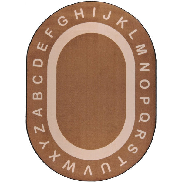 Kid Essentials Endless Alphabet 10'9" x 13'2" Oval Area Rug in Color Mocha