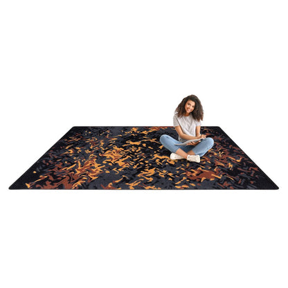 Kid Essentials Eruption 7'8" x 10'9" Area Rug in Color Tangerine