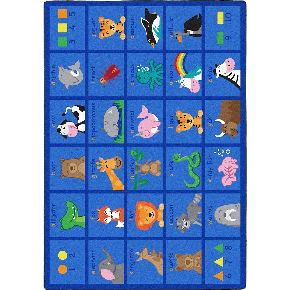 Kid Essentials Friendly Phonics Animals 10'9" x 13'2" Area Rug in Color Multi